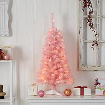 Nearly Natural 3' Pink Artificial Christmas Tree with 50 LED Lights