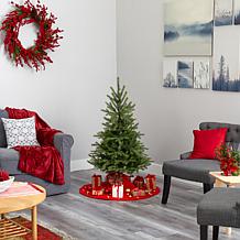 Nearly Natural 4 Ft. Artificial Christmas Tree with 100 Clear Lights