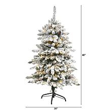 Nearly Natural 4 Ft. Flocked Christmas Tree with 150 LED