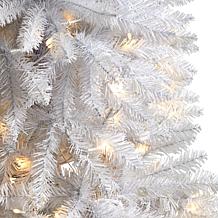 Nearly Natural 4’ Slim White  Christmas Tree with 100 Lights