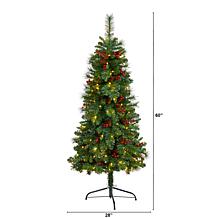 Nearly Natural 5’ Flat Back Mountain Pine  Christmas Tree