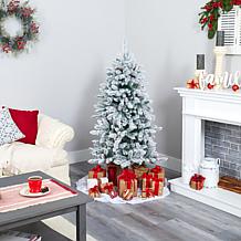Nearly Natural 5 Ft. Flocked Christmas Tree with 200 LED