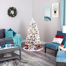 Nearly Natural 5 Ft. Flocked Montana Down Swept Spruce Christmas Tree