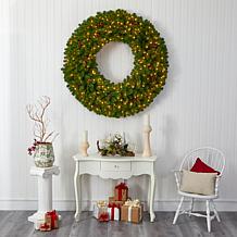 Nearly Natural 5 Ft. Giant Christmas Wreath with 280 Warm White Lights