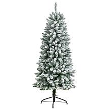 Nearly Natural 5’ Slim Flocked Montreal Fir  Christmas Tree