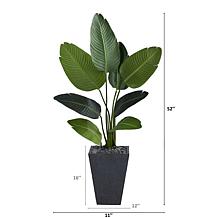 Nearly Natural 52” Travelers Palm Artificial Tree in Slate Planter