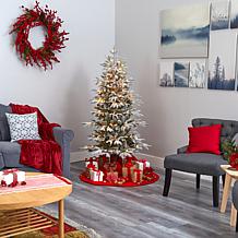 Nearly Natural 5.5 Ft. Artificial Flocked Spruce Lit Christmas Tree