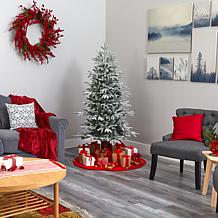 Nearly Natural 5.5 Ft. Artificial Flocked Spruce Lit Christmas Tree