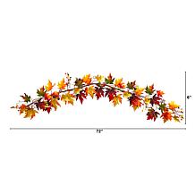 Nearly Natural 6’ Autumn Maple Leaf and Berry Fall Garland