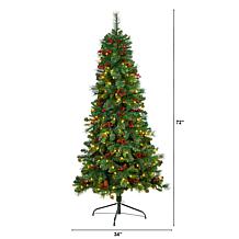 Nearly Natural 6’ Flat Back Mountain Pine  Christmas Tree