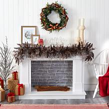 Nearly Natural 6' Flocked Artificial Christmas Garland with 50 Lights