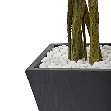Nearly Natural 6.5 ft. UV Resistant Ficus Tree with Slate Planter