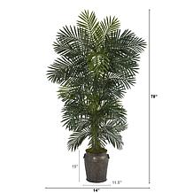 Nearly Natural 6.5’ Golden Cane Artificial Palm Tree in Metal Planter