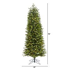 Nearly Natural 6.5' Slim Spruce Artificial Christmas Tree w 450 Lights