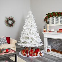 Nearly Natural 7' White Christmas Tree with 350 Clear LED Lights