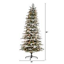 Nearly Natural 8’ Flocked Fir Artificial Christmas Tree w/ 650 Lights