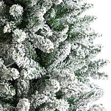 Nearly Natural 8’ Slim Flocked Montreal Fir  Christmas Tree