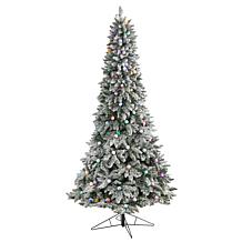 Nearly Natural 8.5' Flocked Mountain Fir Tree with 120 Lights
