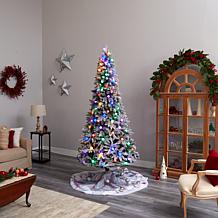 Nearly Natural 8.5' Flocked Mountain Fir Tree with 120 Lights
