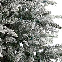 Nearly Natural 8.5 Ft. Slim Flocked Spruce Tree with 500 LED Lights