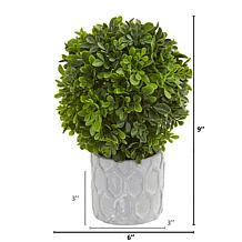 Nearly Natural 9” Boxwood Artificial Mini Topiary 3-Pack