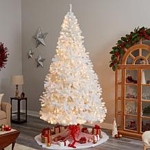 Nearly Natural 9 Ft. White Christmas Tree with 650 LED Lights