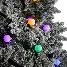 Nearly Natural 9.5' Flocked Mountain Fir Tree with 150 Lights