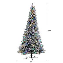Nearly Natural 9.5' Flocked Mountain Fir Tree with 150 Lights