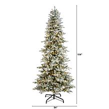 Nearly Natural 9.5 Ft. Slim Flocked Spruce Tree with 600 LED Lights