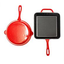 Neo Enameled Cast Iron 2-piece Fry Pan and Grill Pan Set