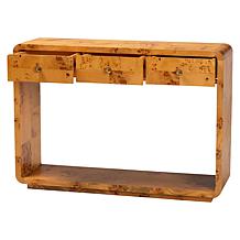 Netra Console Table with Natural Burl Wood and Storage