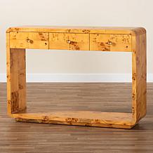Netra Console Table with Natural Burl Wood and Storage