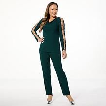 Nina Leonard 2-piece Moss Crepe Top and Pant Set
