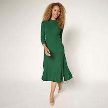 Nina Leonard 2-piece Ribbed Sweater Knit Top and Skirt Set