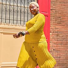 Nina Leonard 2-piece Ribbed Sweater Knit Top and Skirt Set