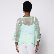 Nina Leonard 3/4-Sleeve Bolero Top with Coconut Buttons