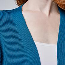 Nina Leonard 3/4-Sleeve Ribbed Knit Bolero