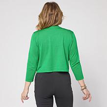 Nina Leonard 3/4-Sleeve Scallop Hem Knit Bolero Top