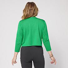 Nina Leonard 3/4-Sleeve Scallop Hem Knit Bolero Top