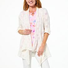 Nina Leonard 3/4 Tab Sleeve Crochet Cardigan