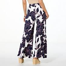 Nina Leonard Angled Flounce Hem Wide Leg Pant