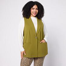 Nina Leonard Collared Vest with Pockets