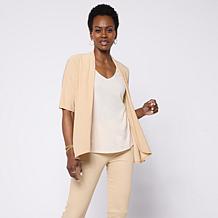 Nina Leonard 3-piece Textured Knit Cardigan, Tank & Pant Set | HSN