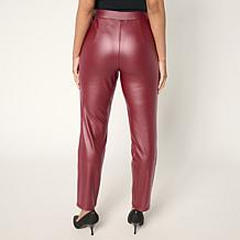 Nina Leonard Elastic Waist Faux Leather Narrow Pant