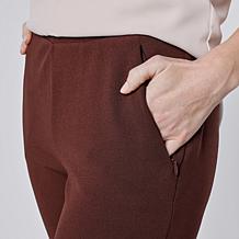 Nina Leonard Elastic Waist Slim Leg Pant with Invisible Zipper Pockets