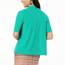 Nina Leonard Elbow-Sleeve Drape-Front Bolero