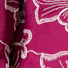 Nina Leonard Embroidered Balloon-Sleeve Woven Blouse