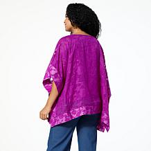 Nina Leonard Jacquard Chiffon Kimono Top with Tank Lining