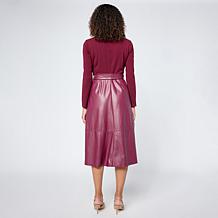 Nina Leonard Jewel Neck Long-Sleeve A-Line Dress