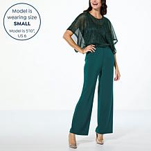Nina Leonard Jumpsuit with Metallic Overlay